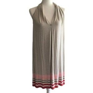 MAX EDITION Dress Striped Halter V-Neck Swing Design Size Small